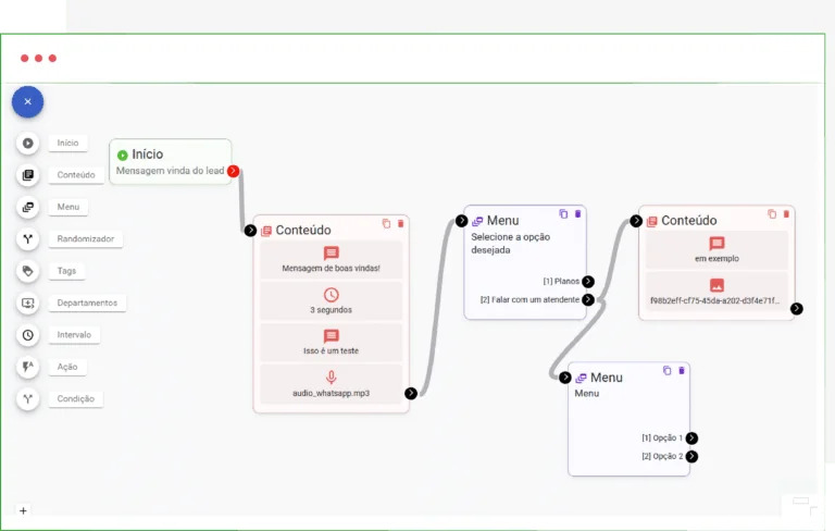 Interfaz de creación de chatbot sin código